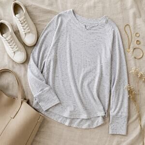 Space Dye Tee Gray Marled Lightweight Long Sleeve Top Small